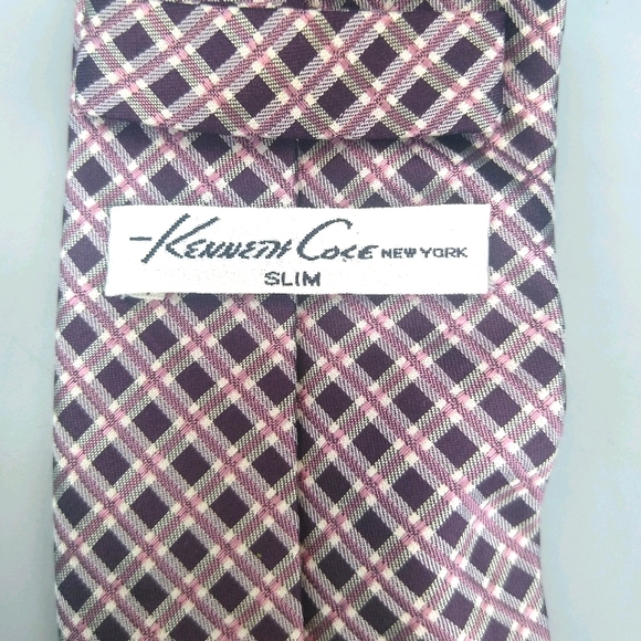 Kenneth Cole 100% Silk Plaid Check Necktie Slim Necktie Men's Tie - Picture 6 of 12
